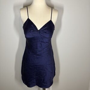 Victoria's Secret Silk Navy Blue Mini Slip Dress